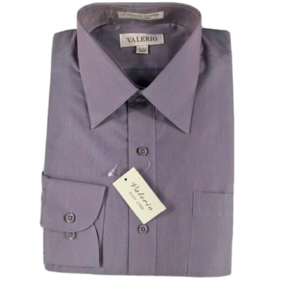 Valerio Easy Care Men's Dress Shirt Charcoal Gray Orange Striped Size 15.5 34/35 - Picture 1 of 4